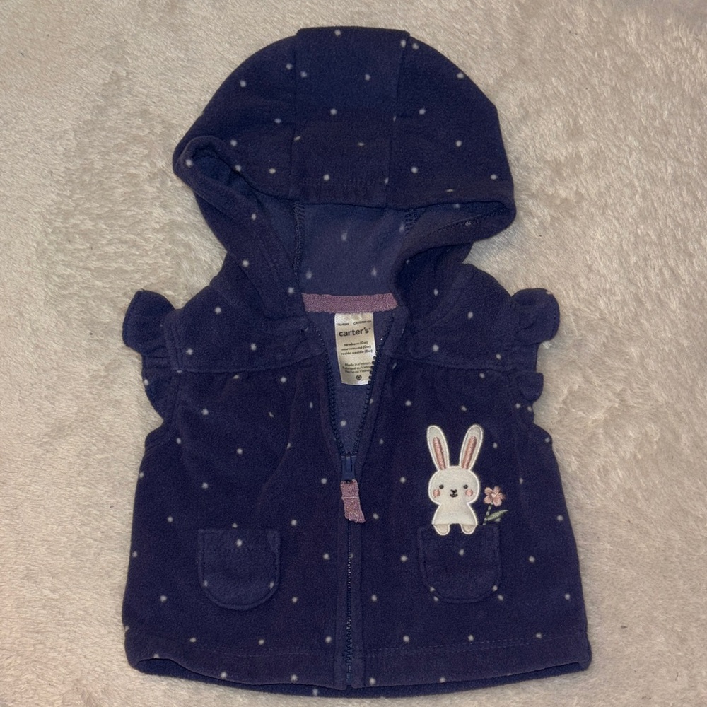 Carter's Navy Polka Dot Baby Vest with Bunny